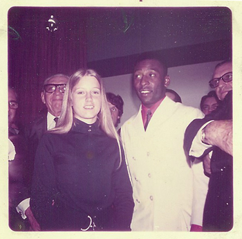 A young Jenny Messner with with Brazilian soccer star Pelé during her 1970 AFS year abroad in Brazil